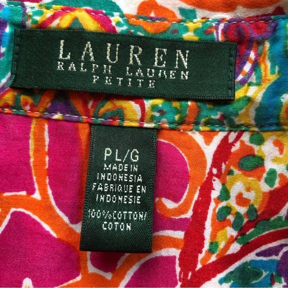 Lauren Ralph Lauren Petite Paisley Multicolored Button-Up Shirt Women’s Size PL - Picture 7 of 16
